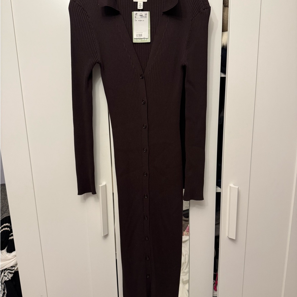 H&M Dark Brown Long Sleeve Dress